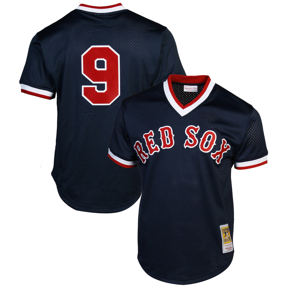 Ted Williams #9 Boston Red Sox Mitchell Ness 1990 Authentic Cooperstown Batting Practice Jersey - Navy Blue