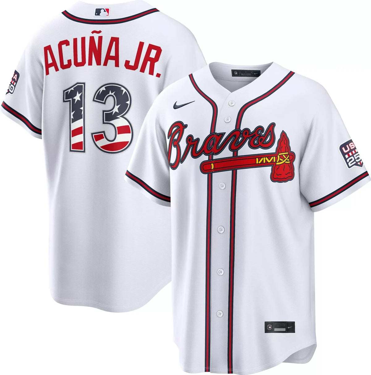 Atlanta Braves #13 Nike Men'S Ronald Acu��a Jr. 4Th Of July Home Limited Jersey