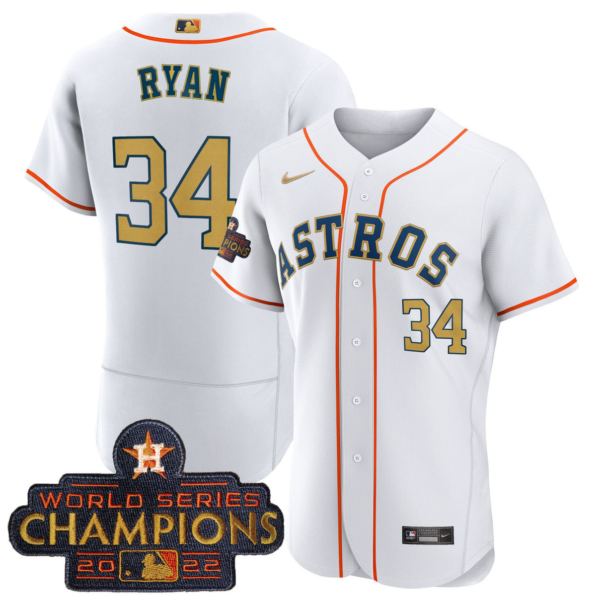 Nolan Ryan #34 Houston Astros 2023 Limited Flex Base Jersey - Gold