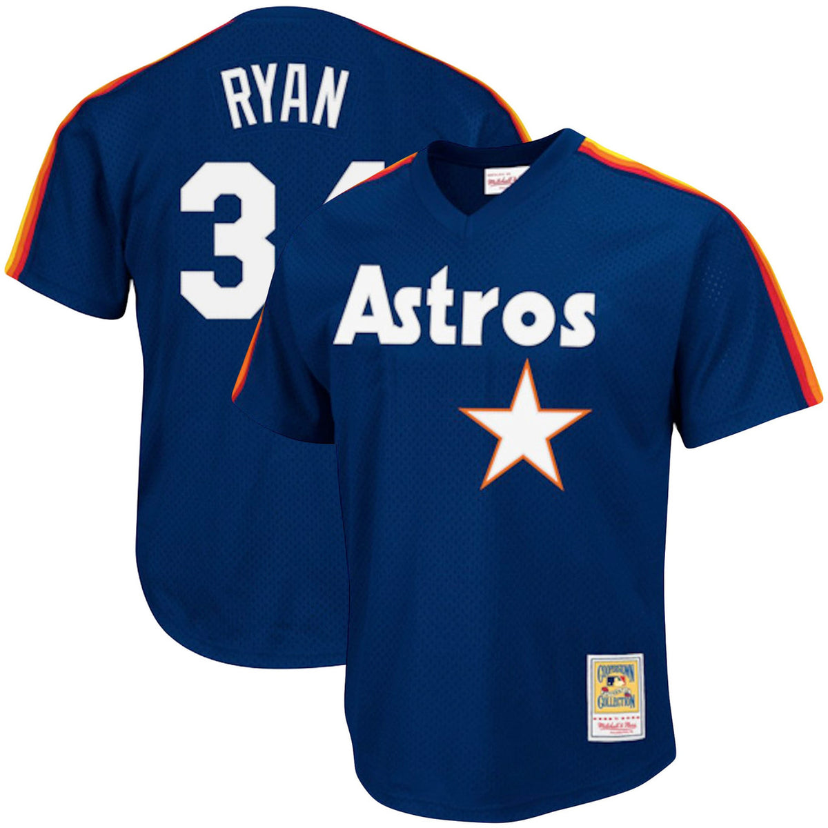 Nolan Ryan #34 Houston Astros Mitchell Ness Tall Cooperstown Big Mesh Limited Batting Practice Jersey - Navy