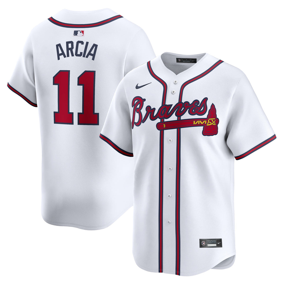 Orlando Arcia #11 Atlanta Braves Nike Home Limited Player Jersey - White