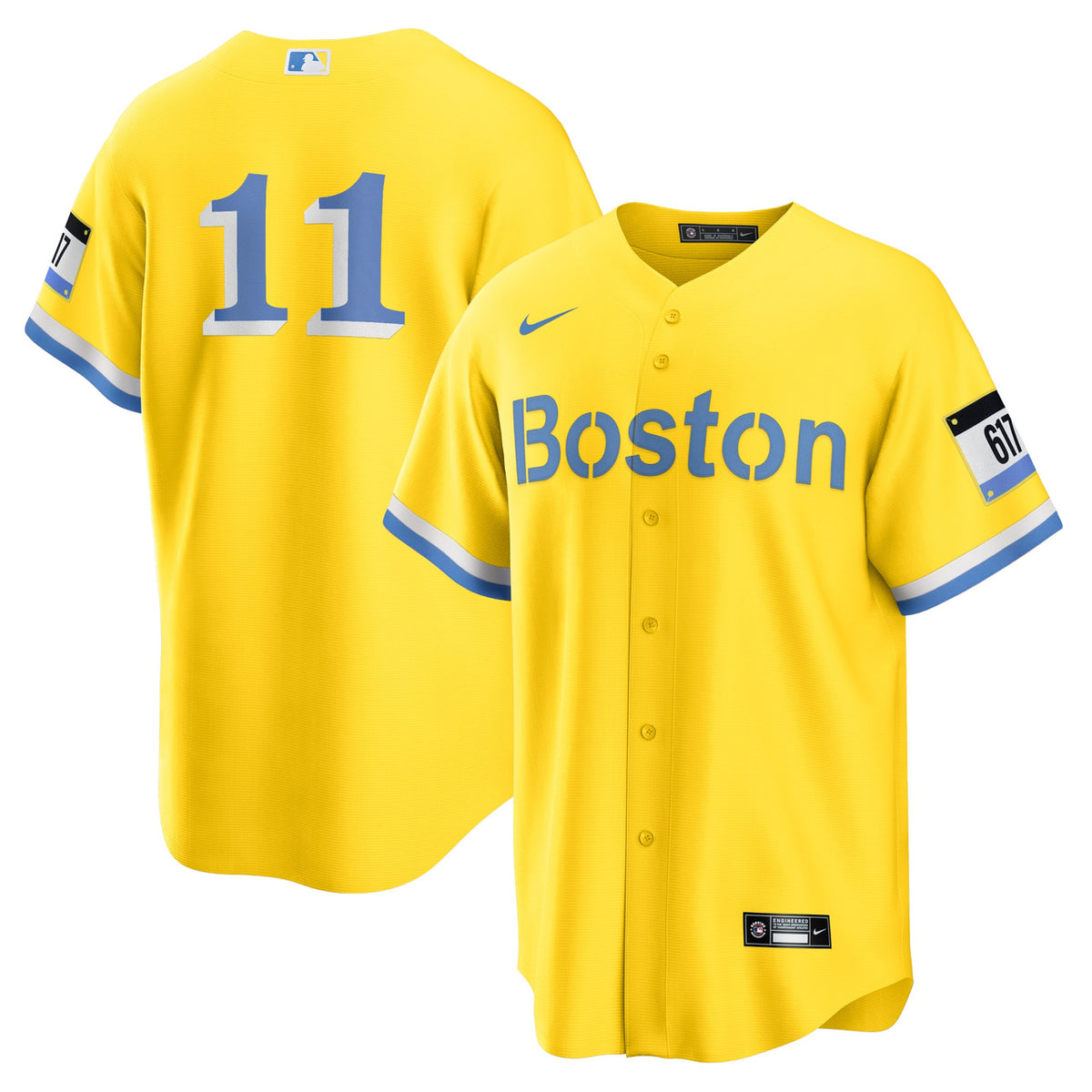 Rafael Devers #11 Boston Red Sox Nike City Connect Limited Player Jersey - Gold Light Blue
