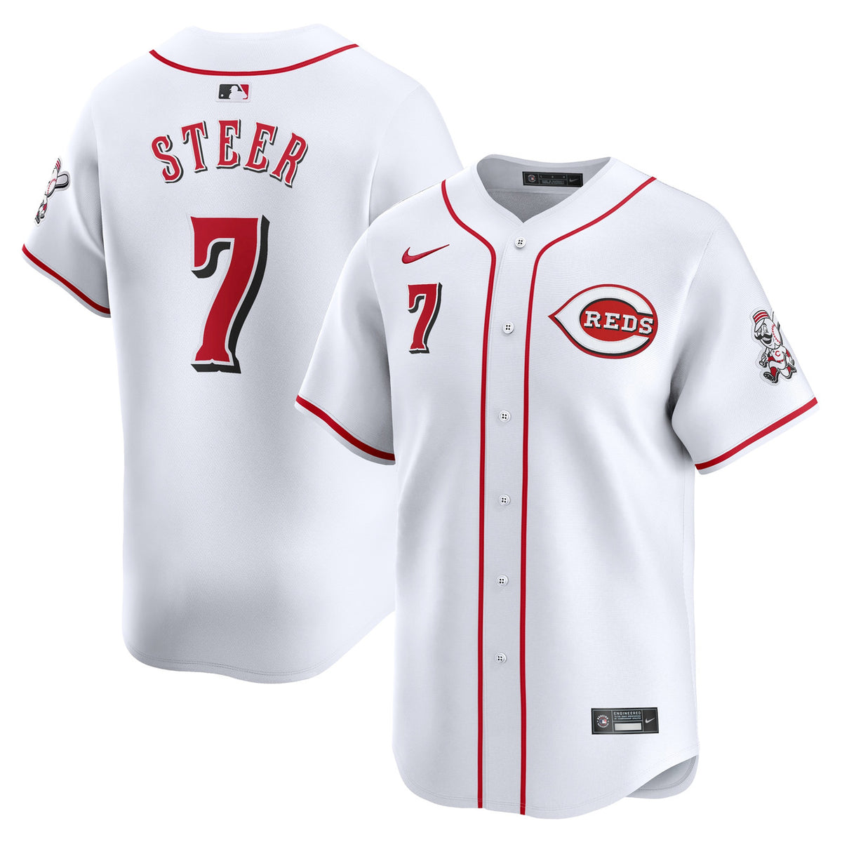 Spencer Steer #7 Cincinnati Reds Nike Home Limited Player Jersey - White