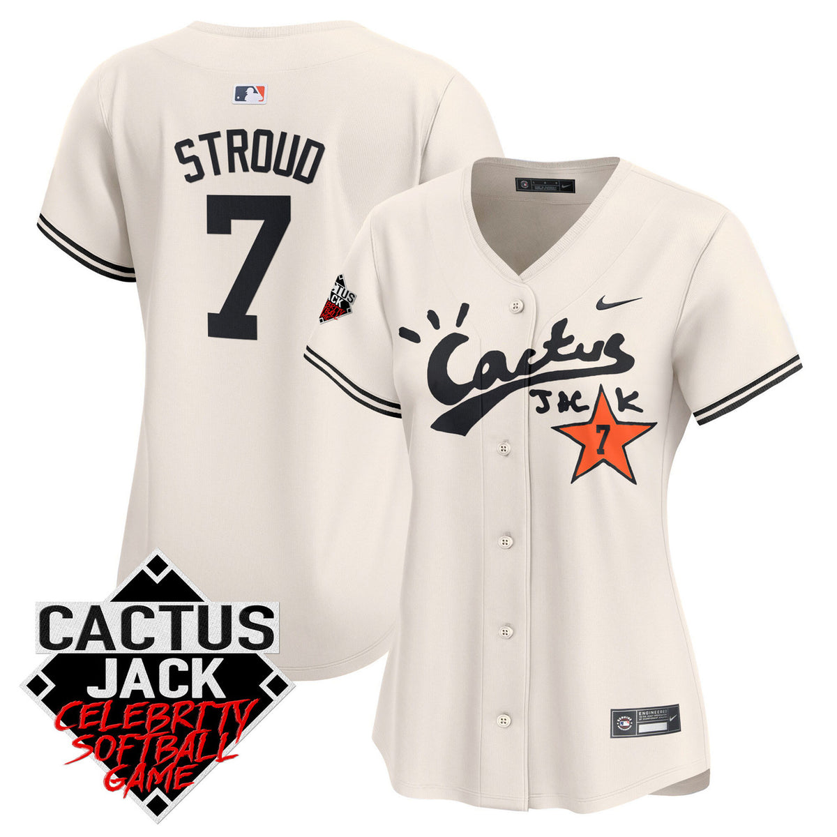 Houston Astros Women'S Cactus Jack Celebrity Softball Game Patch Vapor Premier V2 Limited Jersey