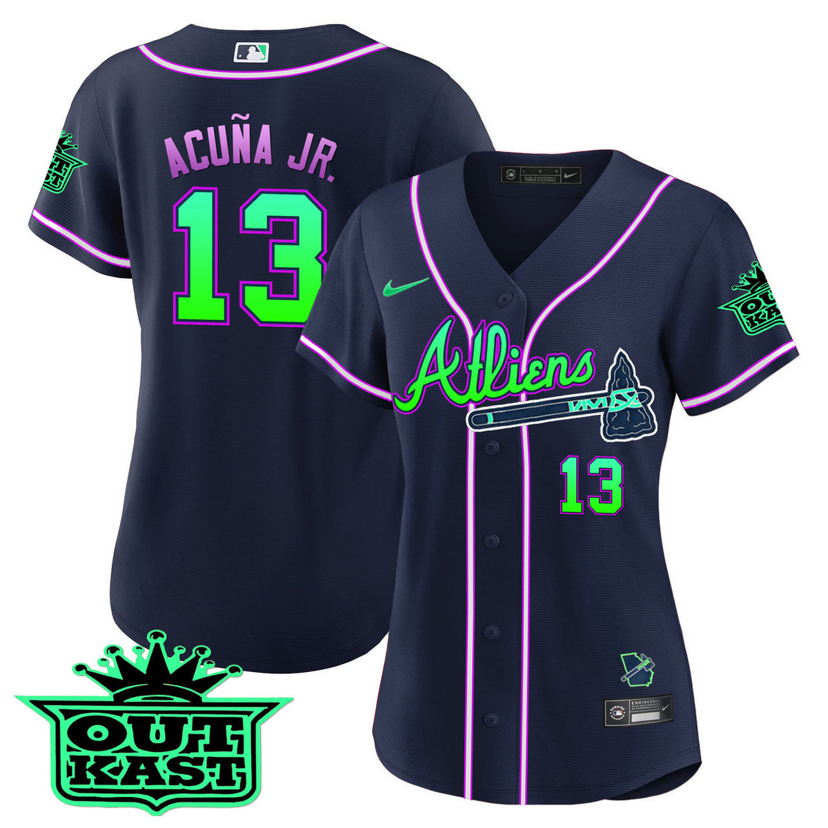Atlanta Braves Women'S Atliens Baseball Galaxy Version Limited Jersey