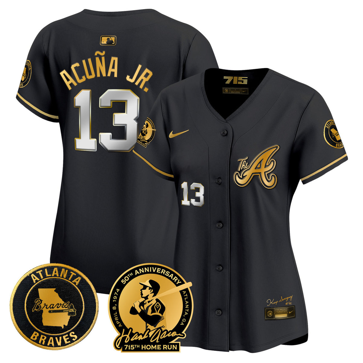 Hank Aaron #44 Atlanta Braves Women'S 715Th Home Run Patch Vapor Premier V2 Limited Jersey