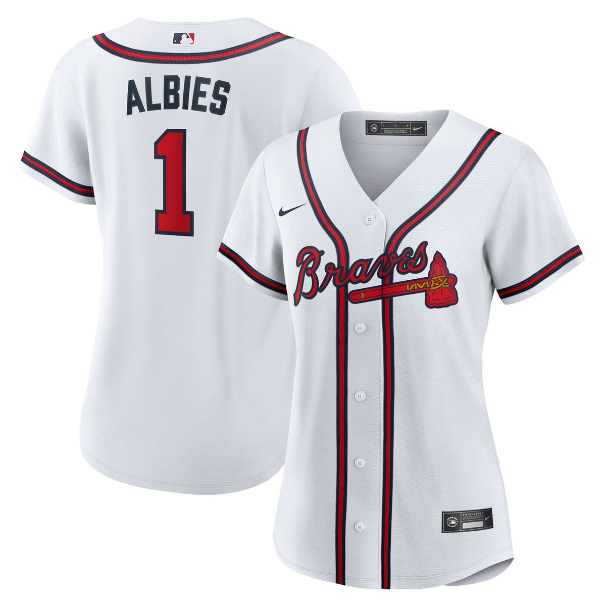 Ozzie Albies #1 Atlanta Braves Nike Women'S Home Limited Jersey - White