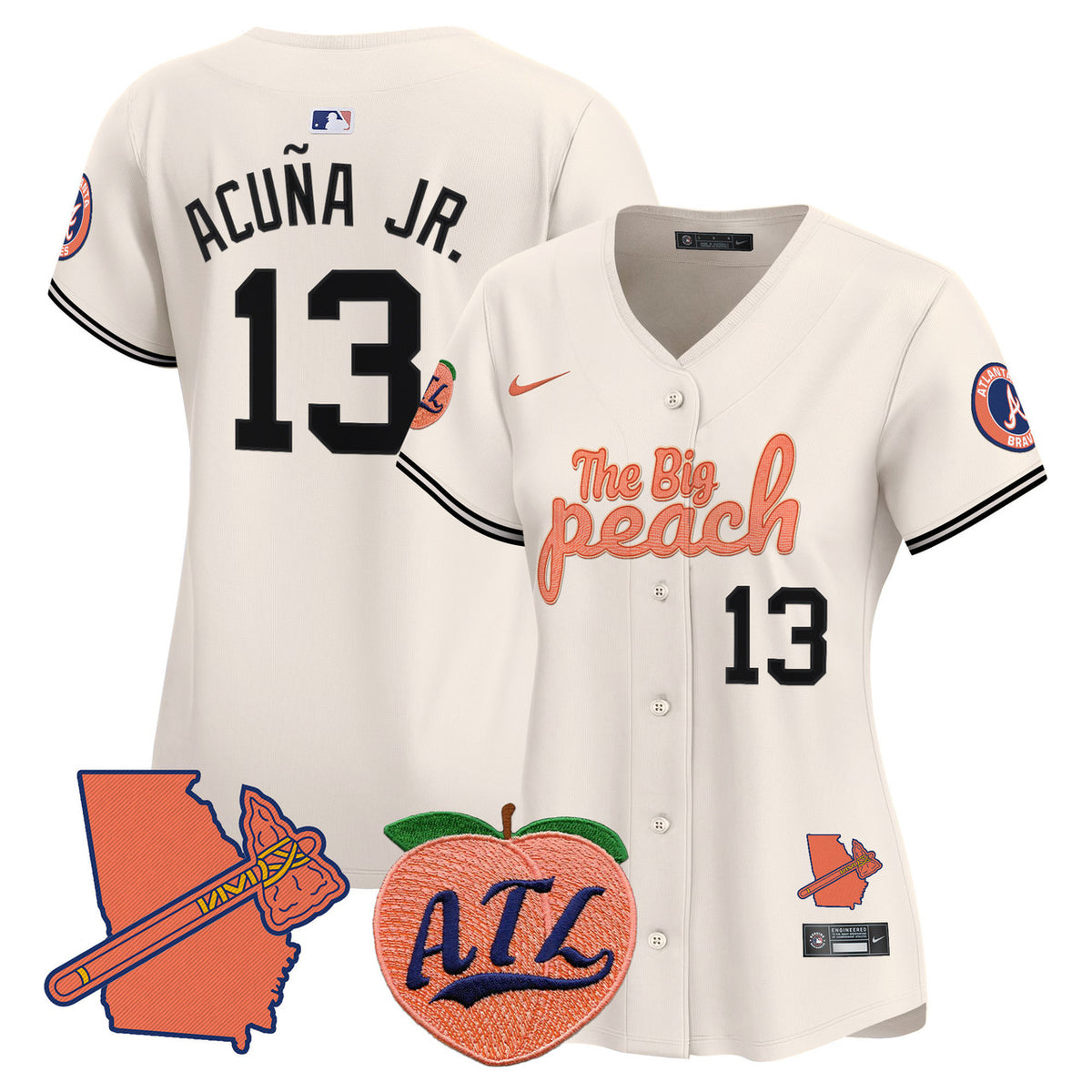 Atlanta Braves Women'S Big Peach Vapor Premier Limited Jersey