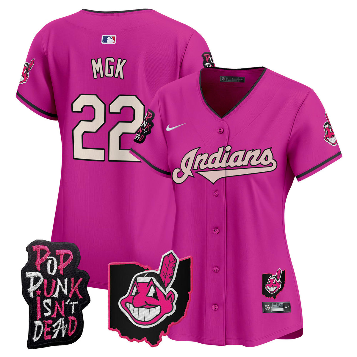 Cleveland Indians Women'S Mgk Patch Vapor Premier Limited Jersey