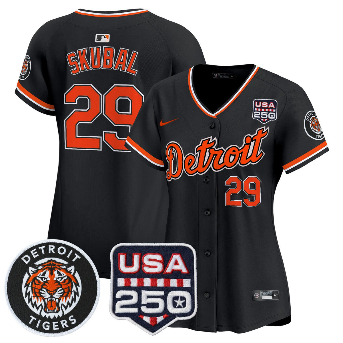 Detroit Tigers Women'S 2026 Alternate Vapor Premier 250America Patch Limited Jersey