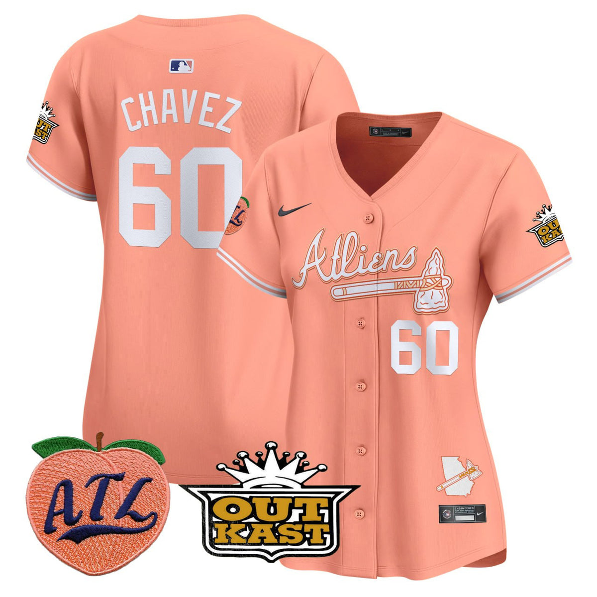 Jesse Chavez #60 Atlanta Braves Womens Peach Limited Jersey