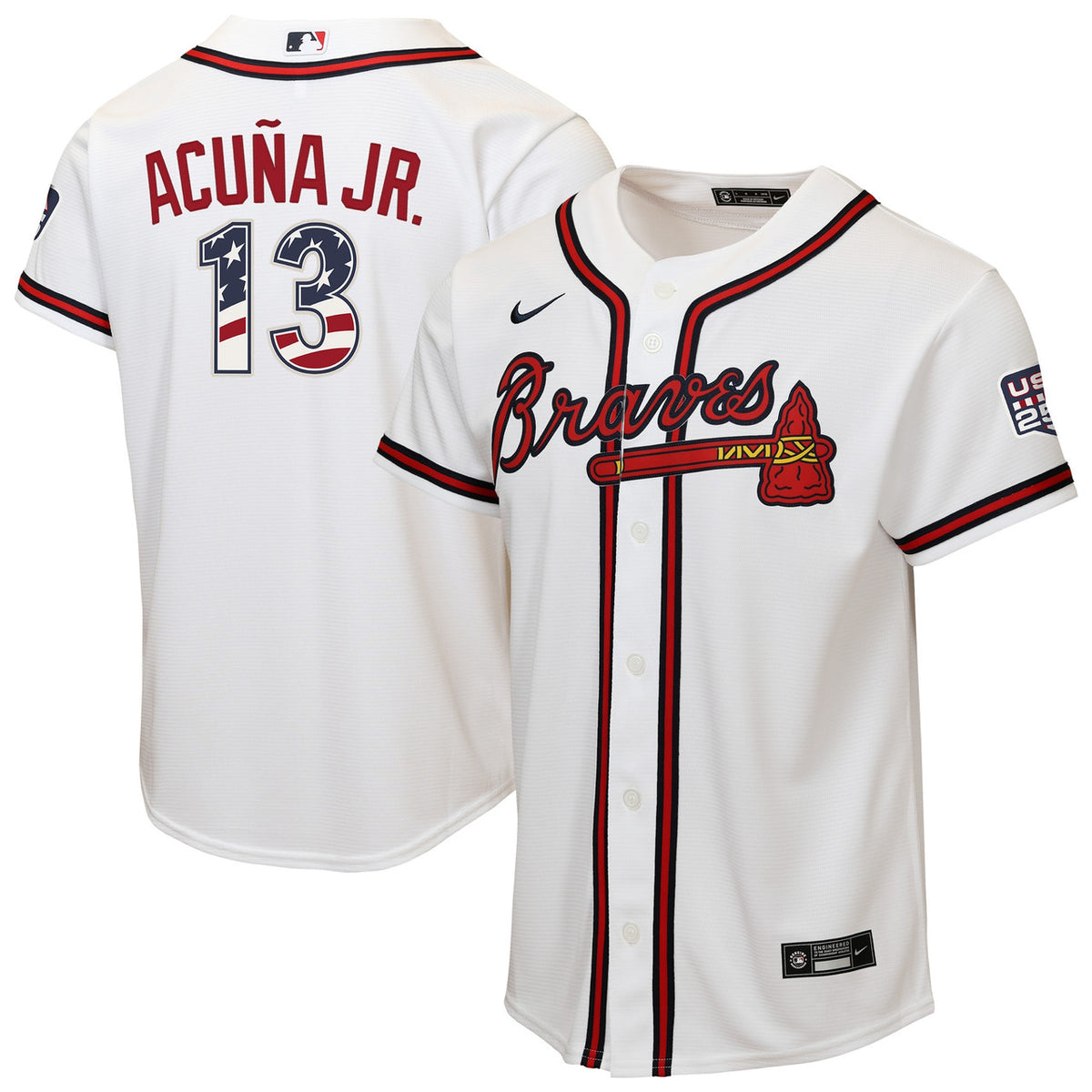 Atlanta Braves Nike Youth Ronald Acu����A Jr. Usa Fourth Of July Home Limited Jersey - White