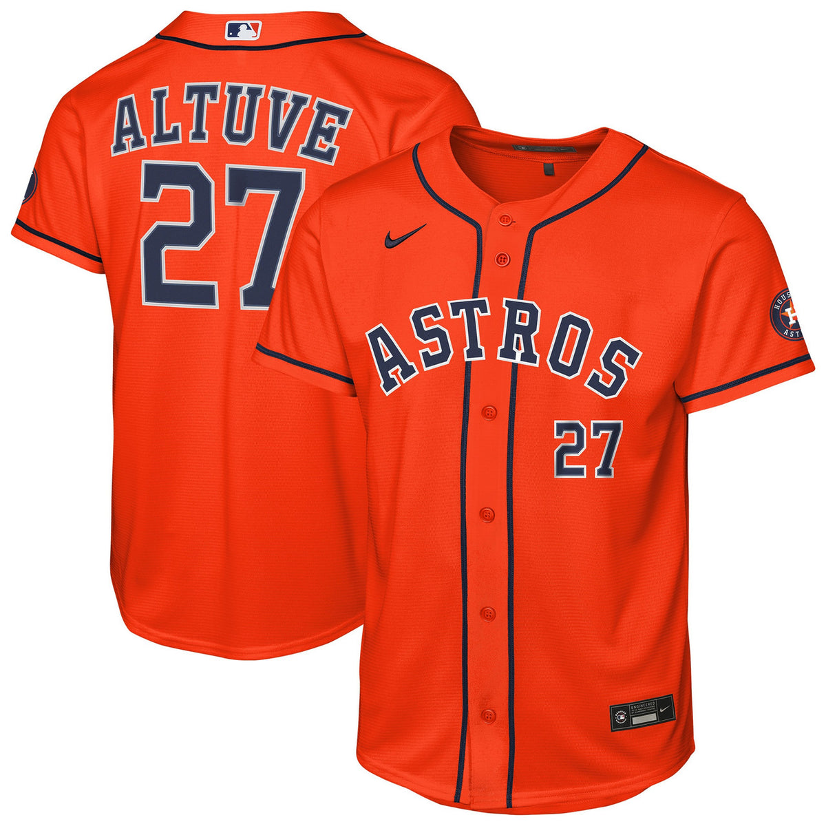 Jose Altuve #27 Houston Astros Nike Youth Alternate Stadium Limited Jersey - Orange