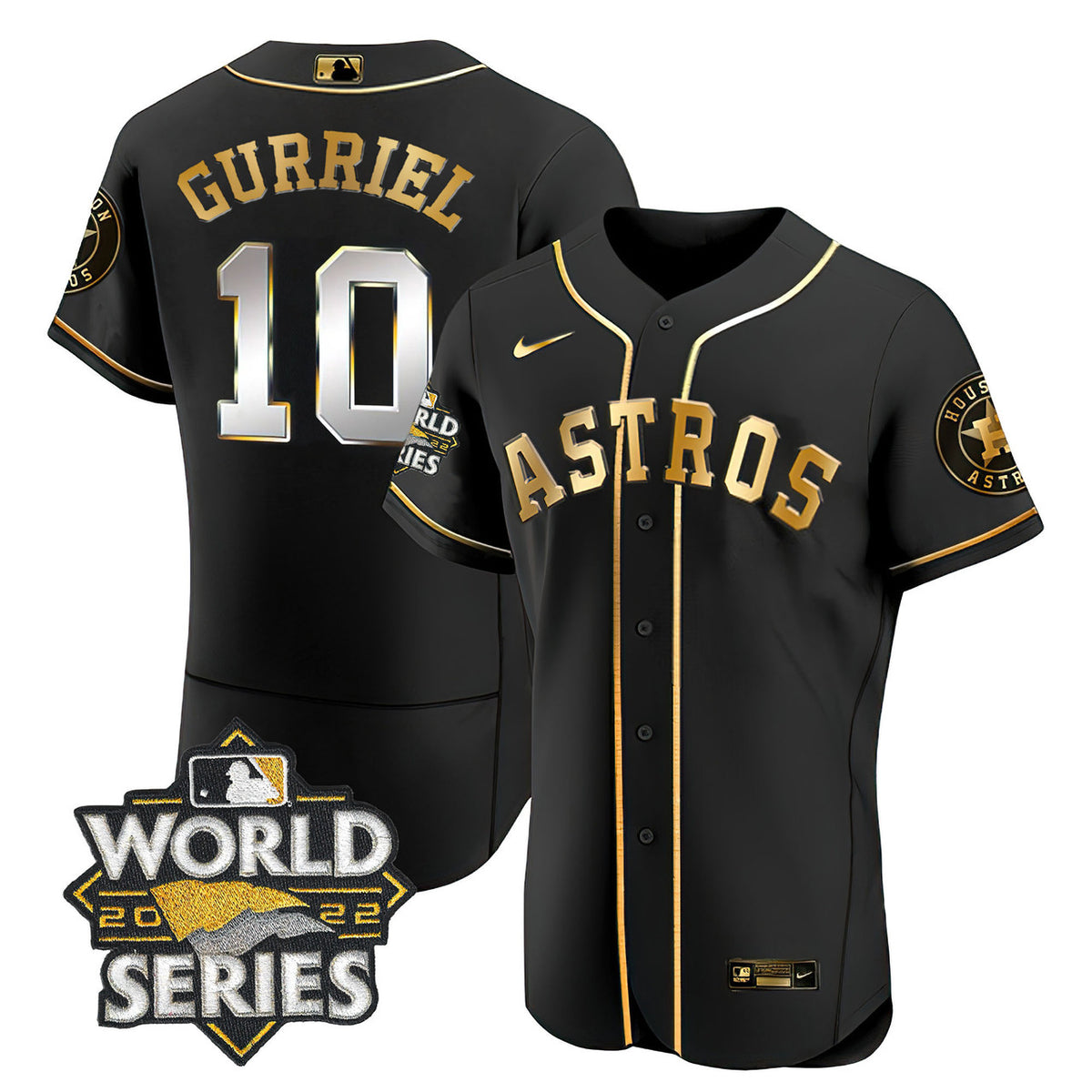 Yuli Gurriel #10 Houston Astros 2022 World Series Limited Jersey - Black Gold