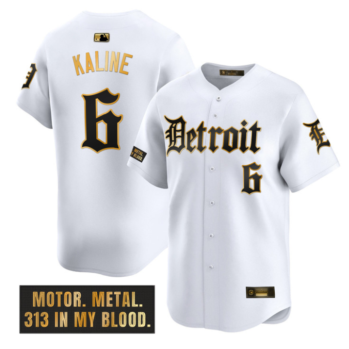 Al Kaline #6 Detroit Tigers Motor Gothic Edition Limited Jersey - White Gold
