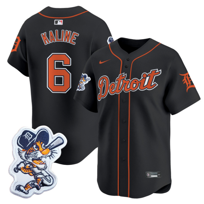 Al Kaline #6 Detroit Tigers Paws Patch Vapor Premier Limited Bla Jersey