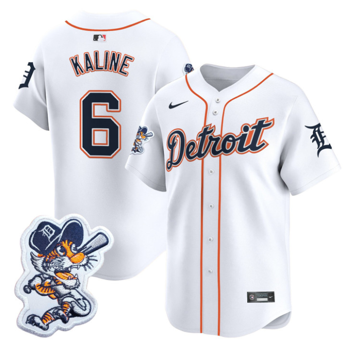 Al Kaline #6 Detroit Tigers Paws Patch Vapor Premier Limited Whi Jersey