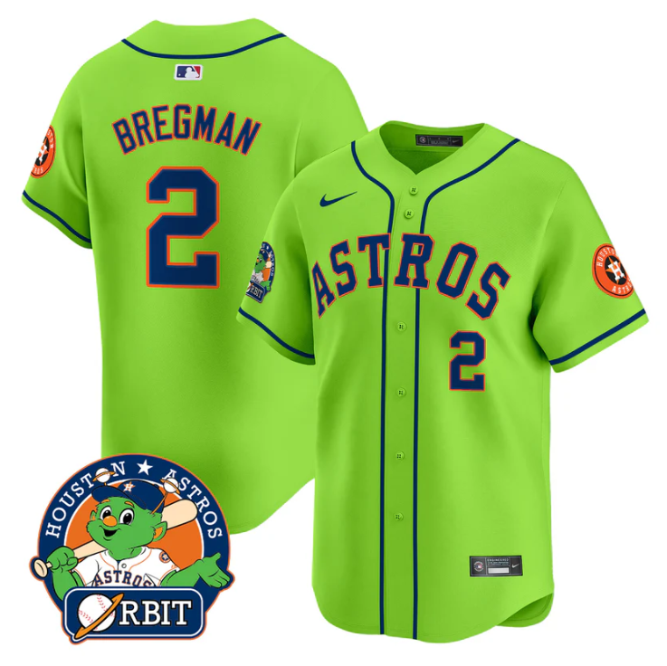 Alex Bregman #2 Houston Astros Orbit Patch Vapor Premier Limited V2 Gree Jersey