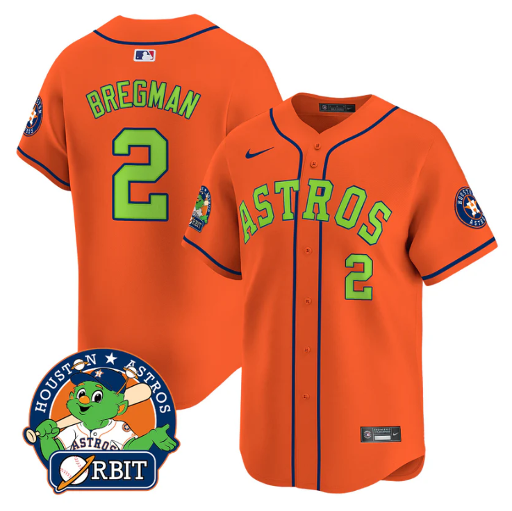 Alex Bregman #2 Houston Astros Orbit Patch Vapor Premier Limited V2 Oran Jersey