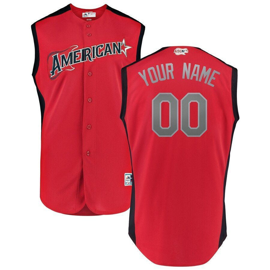 American League Majestic 2019 Star Game Workout Rednavy Custom Jersey