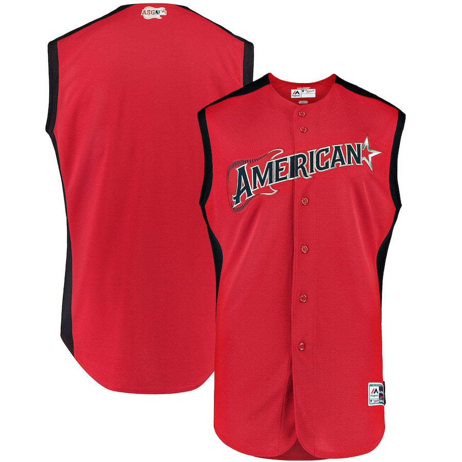 American League Majestic 2019 Star Game Workout Team Jersey - Red Navy