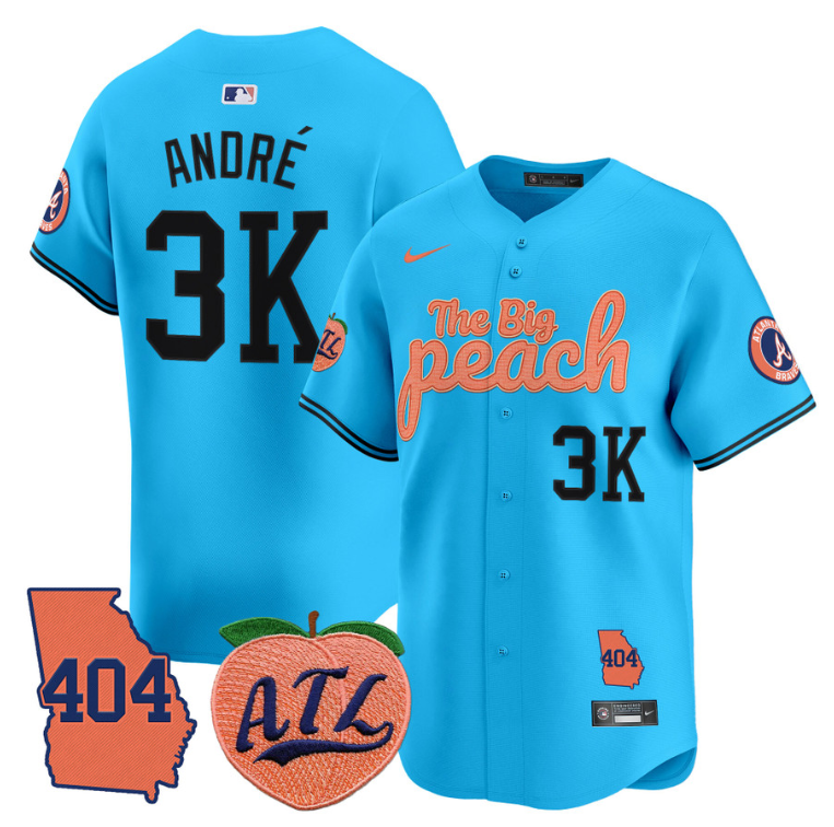 Atlanta Braves Andr #3K Big Peach Premier Limited Ligh Jersey