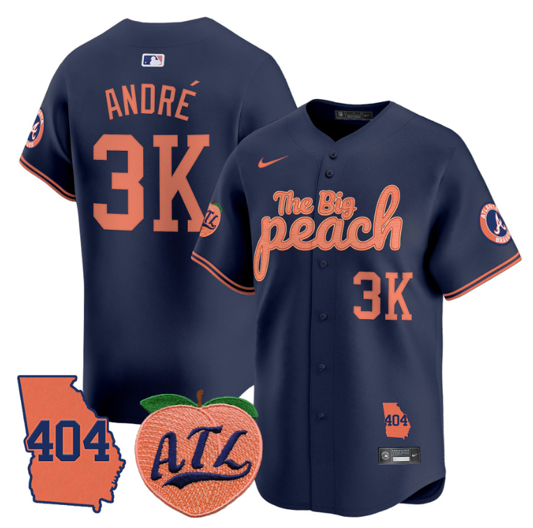 Atlanta Braves Andr #3K Big Peach Premier Limited Jersey - Navy