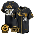 Hank Aaron #44 Atlanta Braves Andr #3K Atliens Patch Limited G Jersey - Black