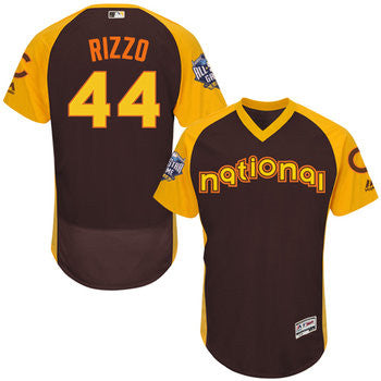 Anthony Rizzo #44 Chicago Cubs Majestic Mens 2016 Star Jersey National League Limited Flex Base Jersey - Brown