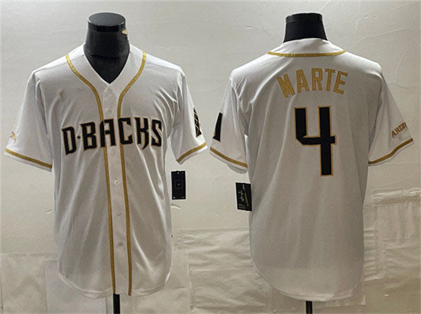 Ketel Marte #4 Arizona Diamondbacks Cool Base Baseball Jerse Limited Jersey - White Gold