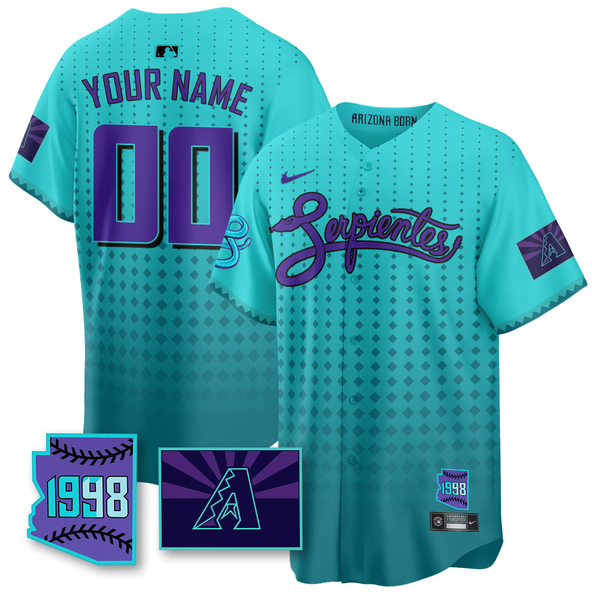 Arizona Diamondbacks Second Serpientes City Connect A Limited Custom Jersey - Purple