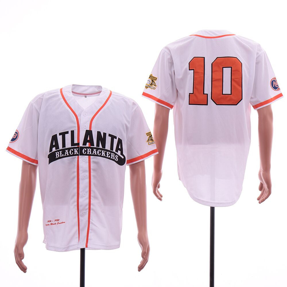 Atlanta Crackers Movie Baseball White #10 Limited Jersey - Black