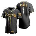 Ozzie Albies #1 Atlanta Braves Brandedition Black Gift Braves Fans Limited Jersey - Golden