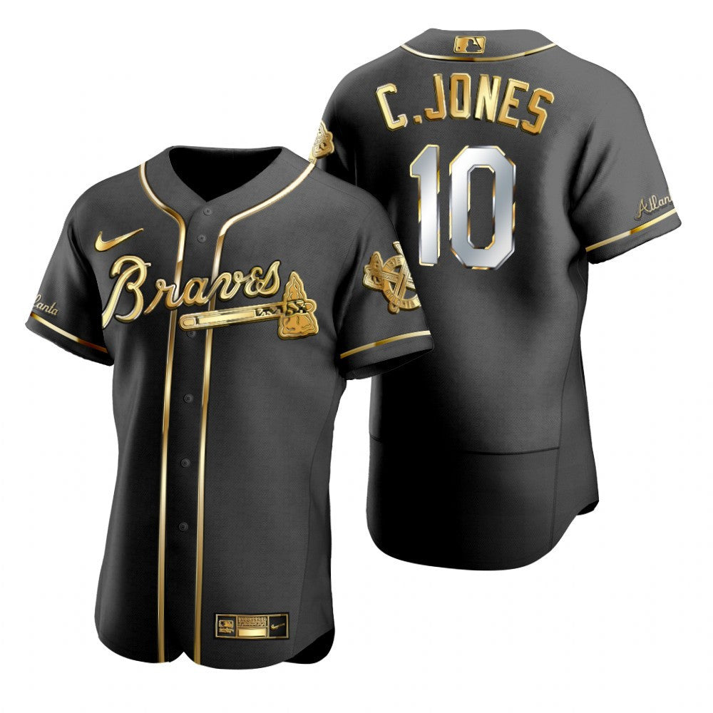 Chipper Jones #10 Atlanta Braves Brandedition Black Gift Braves Fans Limited Jersey - Golden