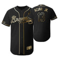 Ronald Acuna Jr #13 Atlanta Braves 2019 Brandedition Black Gift Braves Fans Limited Jersey - Golden