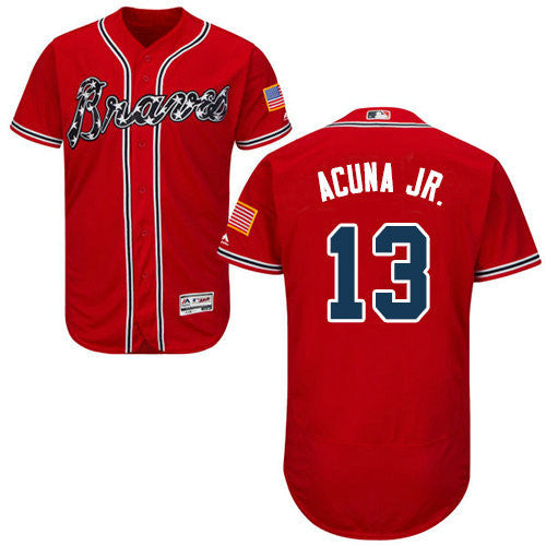 Ronald Acuna Jr #13 Atlanta Braves Flexbase Authentic Baseball Jersey - Red