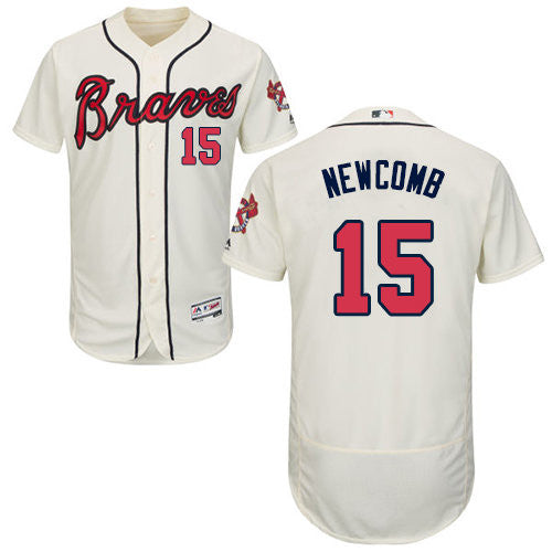 Sean Newcomb #15 Atlanta Braves Mens Authentic Alternate Flex Base Baseball Jersey - Cream