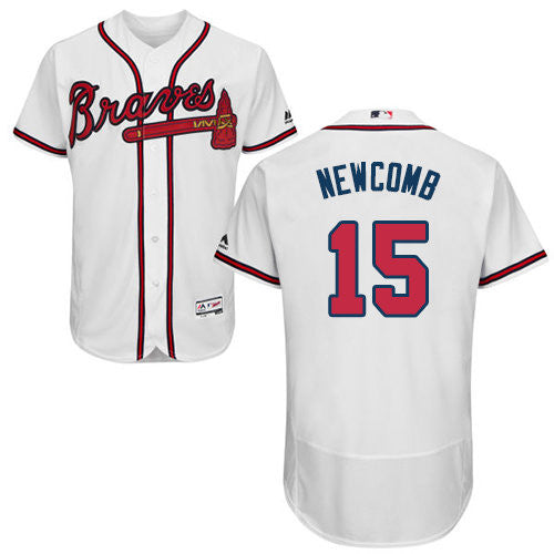 Sean Newcomb #15 Atlanta Braves Mens Authentic Home Flex Base Baseball Jersey - White