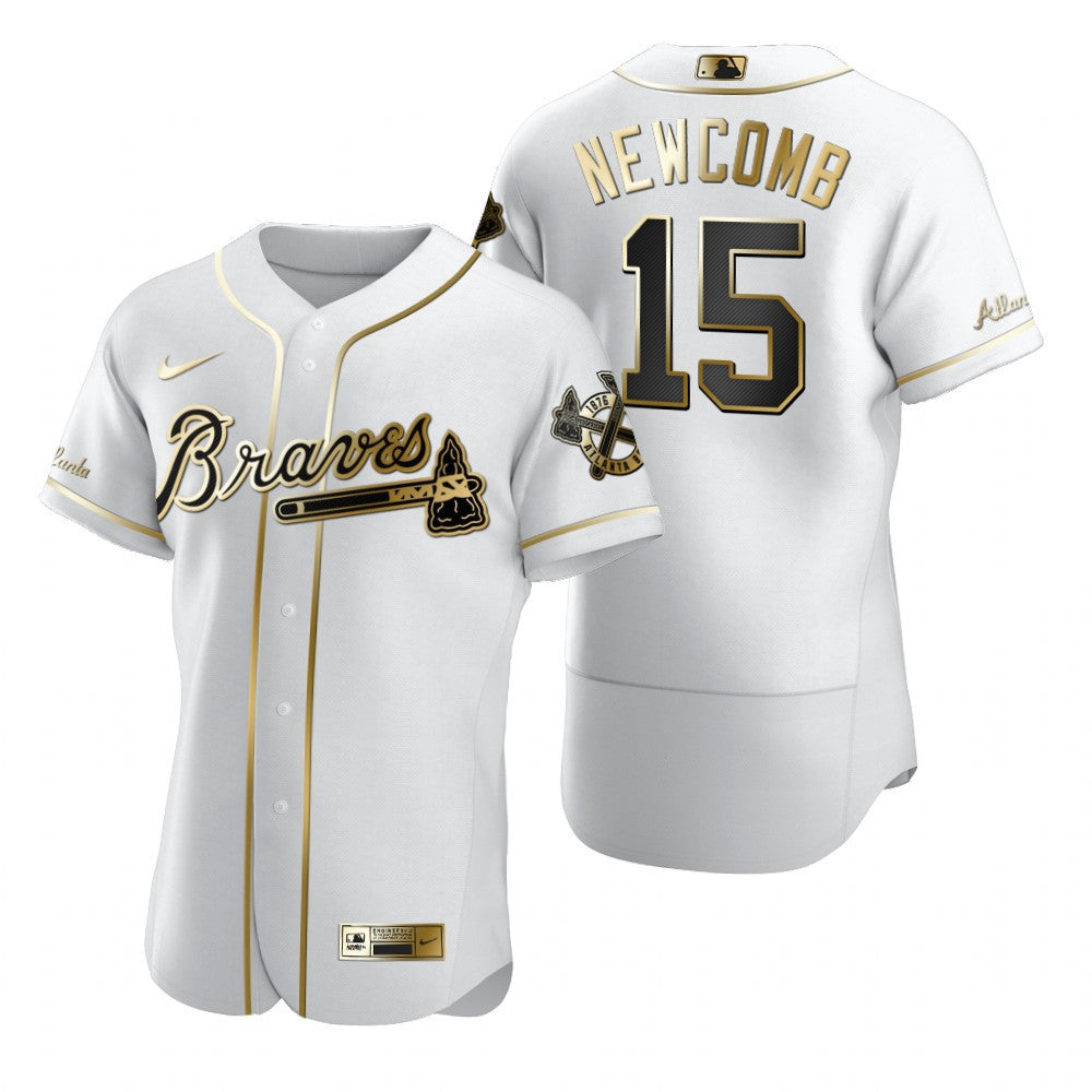 Sean Newcomb #15 Atlanta Braves Brandedition White Gift Braves Fans Limited Jersey - Golden