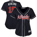 Sean Newcomb #15 Atlanta Braves Womens Authentic Alternate Cool Base Baseball Jersey - Navy Blue