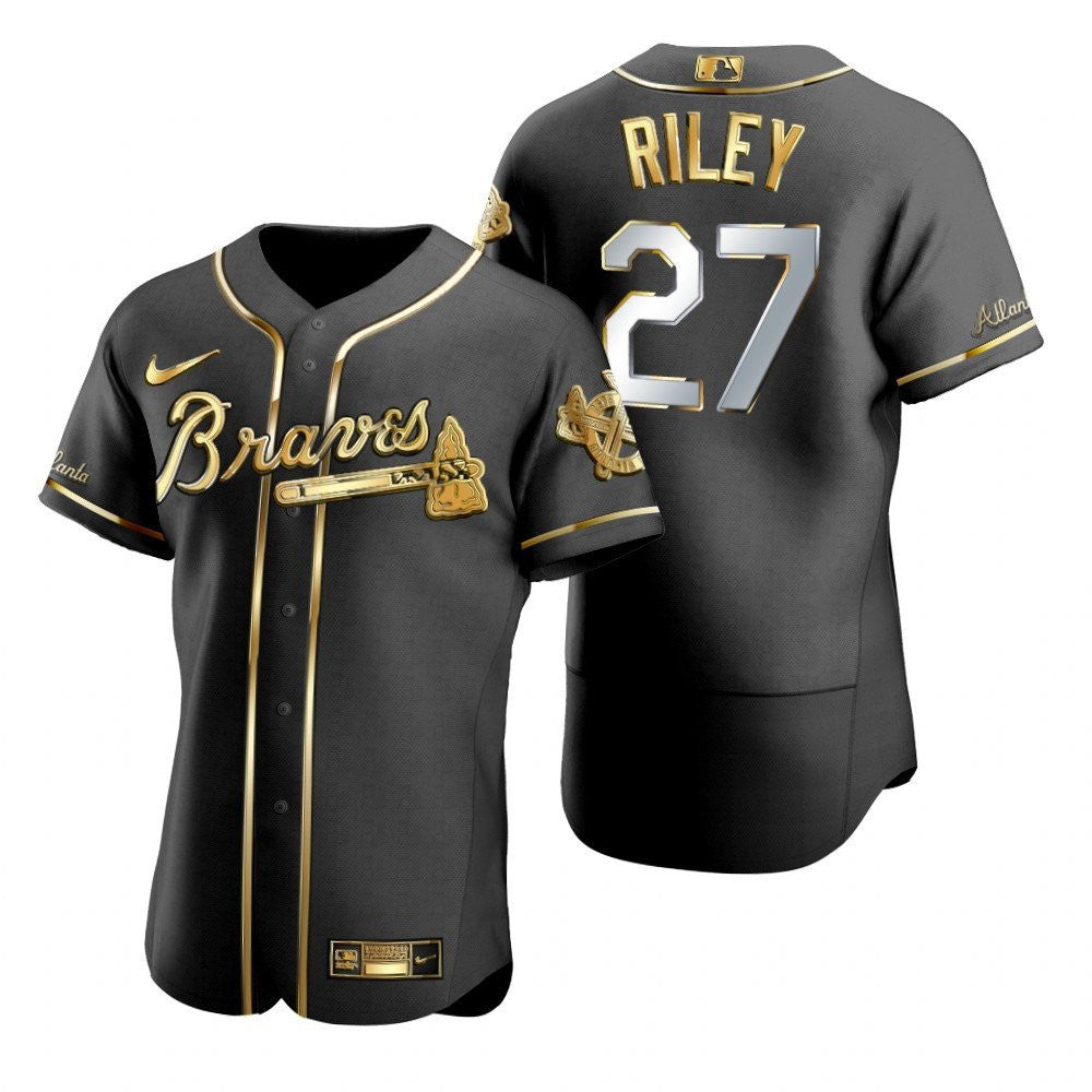 Austin Riley #27 Atlanta Braves Brandedition Black Gift Braves Fans Limited Jersey - Golden