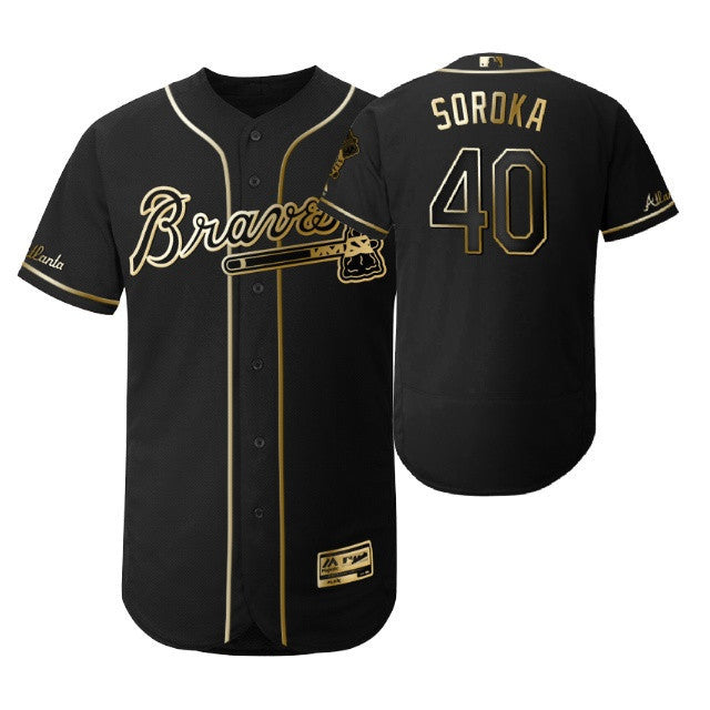 Mike Soroka #40 Atlanta Braves 2019 Brandedition Black Gift Braves Fans Limited Jersey - Golden