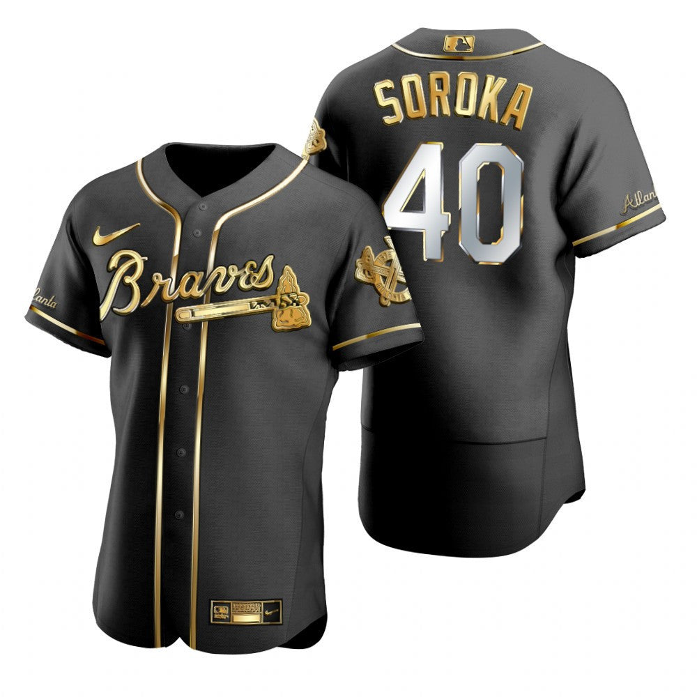 Mike Soroka #40 Atlanta Braves Brandedition Black Gift Braves Fans Limited Jersey - Golden