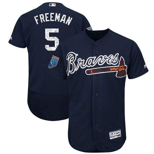 Freddie Freeman #5 Atlanta Braves 2018 Spring Training Authentic Flex Base Jersey - Navy Blue