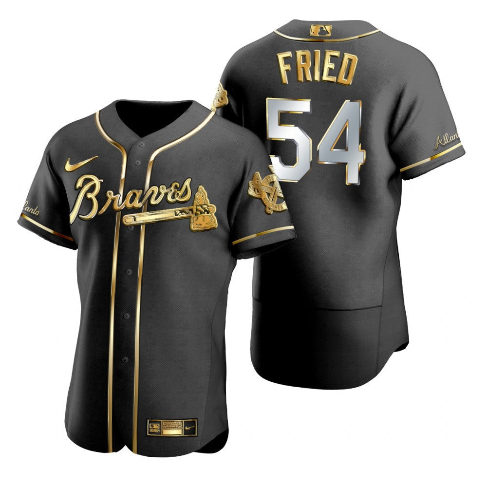 Max Fried #54 Atlanta Braves Brandedition Black Gift Braves Fans Limited Jersey - Golden