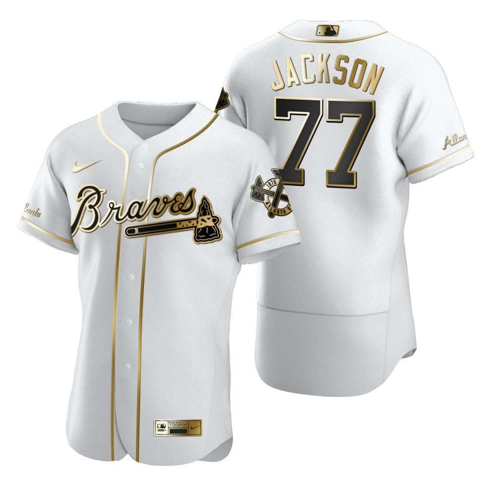 Luke Jackson #77 Atlanta Braves Brandedition White Gift Braves Fans Limited Jersey - Golden