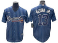 Ronald Acuna Jr. #13 Atlanta Braves Pinstripe Limited Cool Base Jersey - Blue