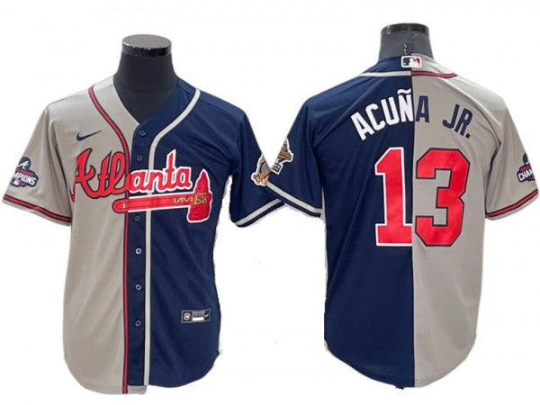 Ronald Acuna Jr. #13 Atlanta Braves Split Limited Jersey - Gray Navy