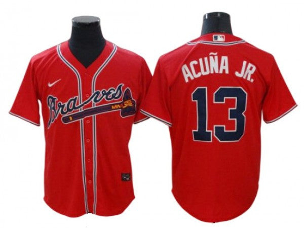 Ronald Acuna Jr. #13 Atlanta Braves Alternate Limited Cool Base Jersey - Red