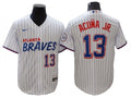 Ronald Acuna Jr. #13 Atlanta Braves Pinstripe Limited Cool Base Jersey - White
